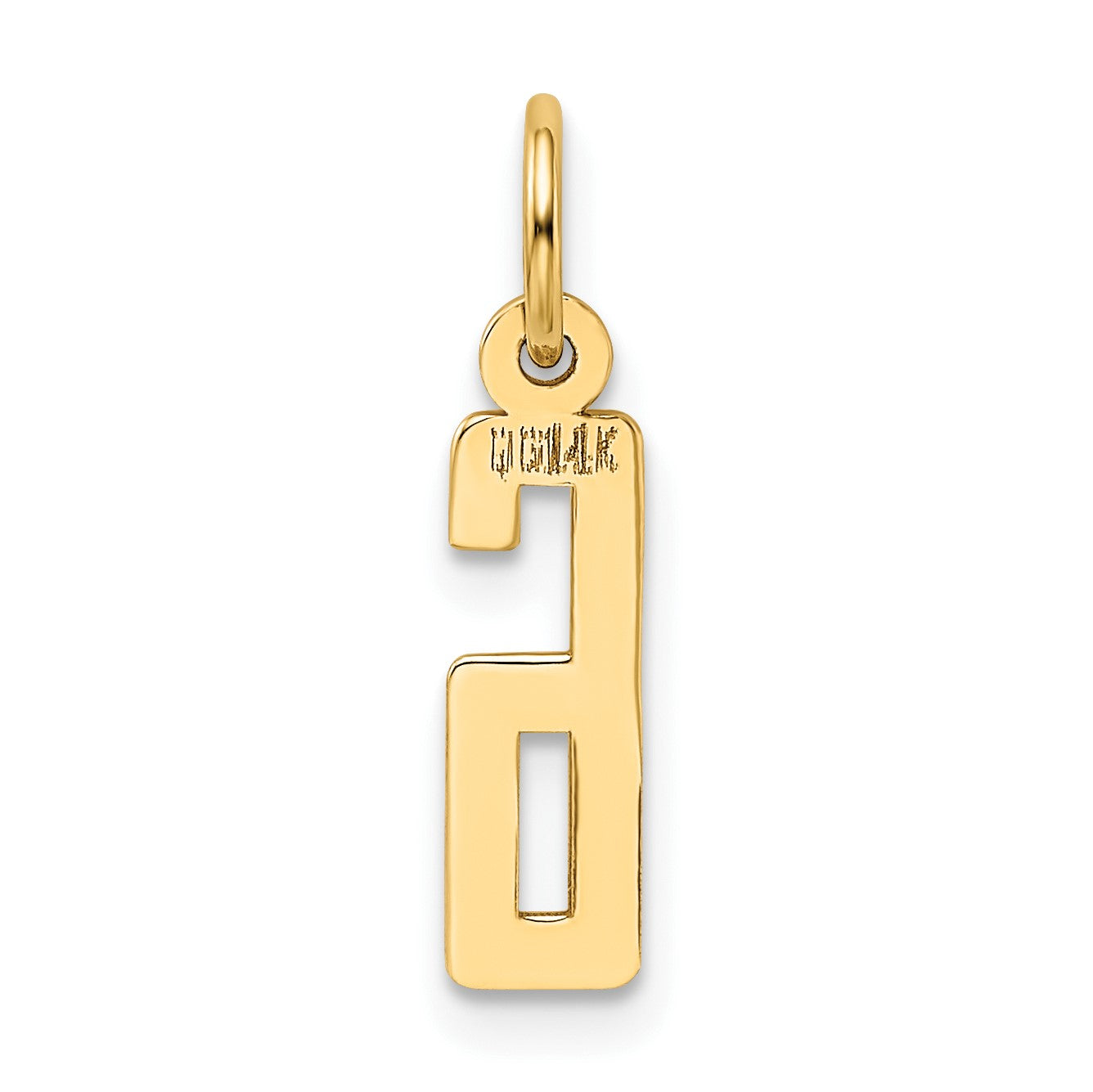 14k Small Elongated Number 6 Charm