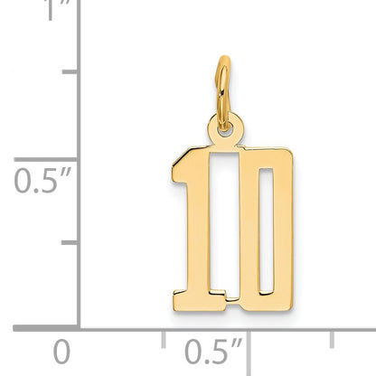 14k Small Elongated Number 10 Charm
