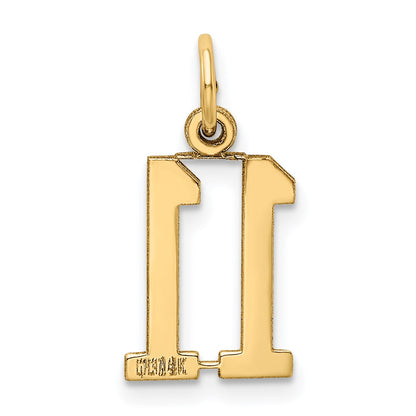 14k Small Elongated Number 11 Charm