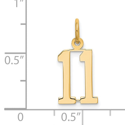 14k Small Elongated Number 11 Charm