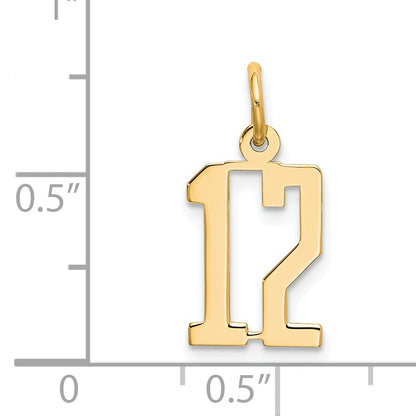 14k Small Elongated Number 12 Charm