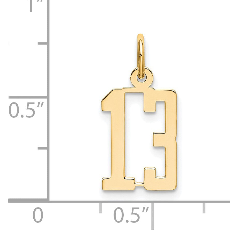 14k Small Elongated Number 13 Charm