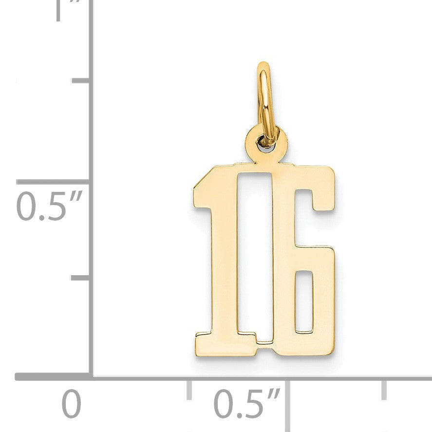 14k Small Elongated Number 16 Charm