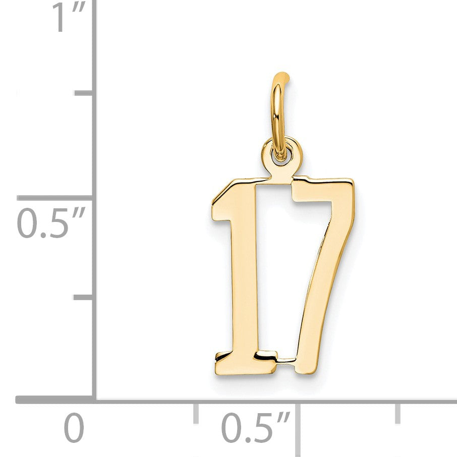 14k Small Elongated Number 17 Charm