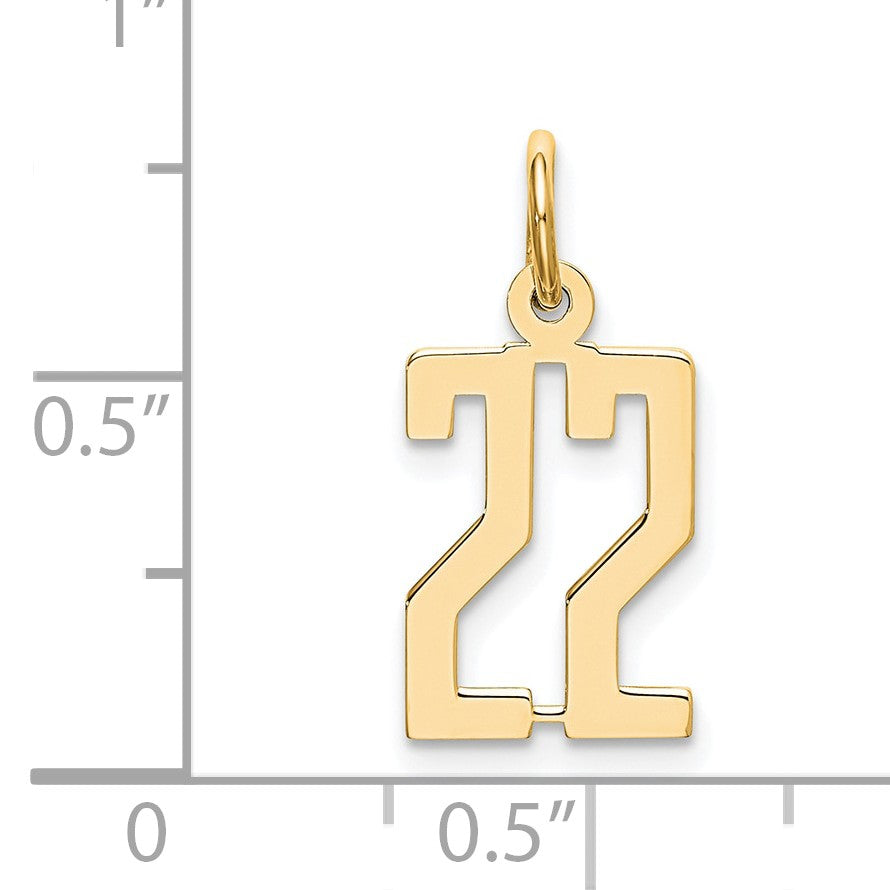 14k Small Elongated Number 22 Charm