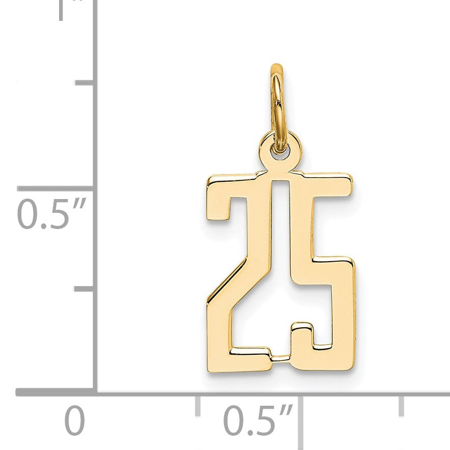 14k Small Elongated Number 25 Charm