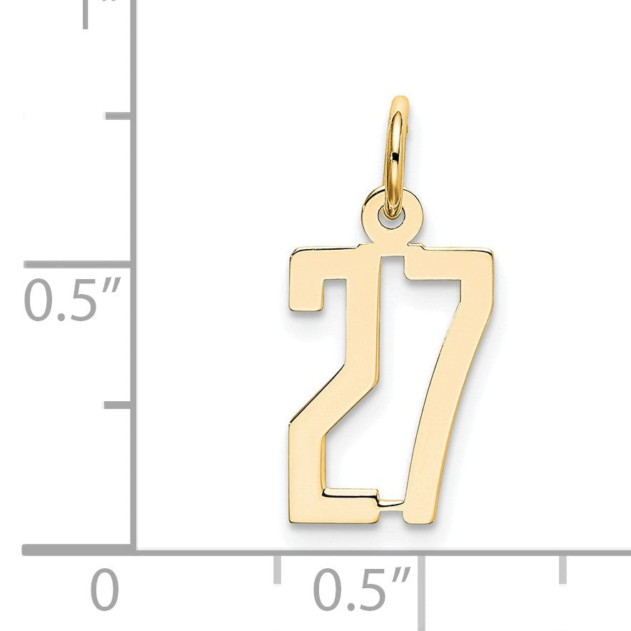 14k Small Elongated Number 27 Charm