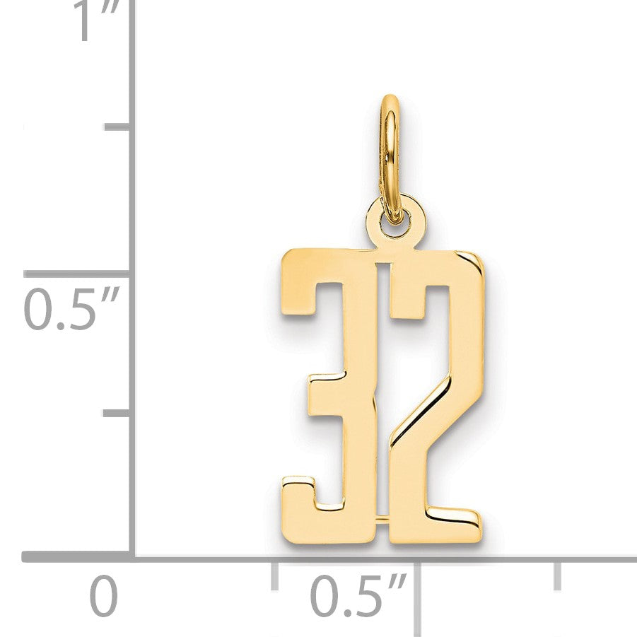14k Small Elongated Number 32 Charm