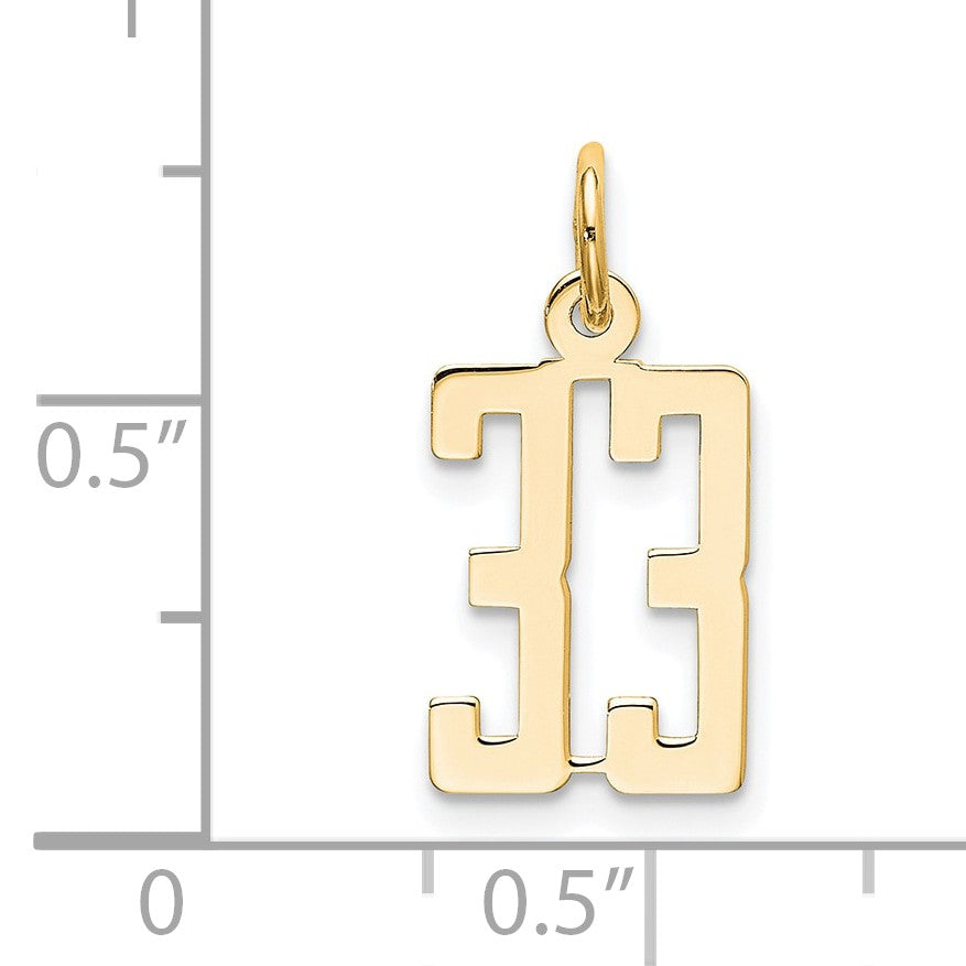 14k Small Elongated Number 33 Charm