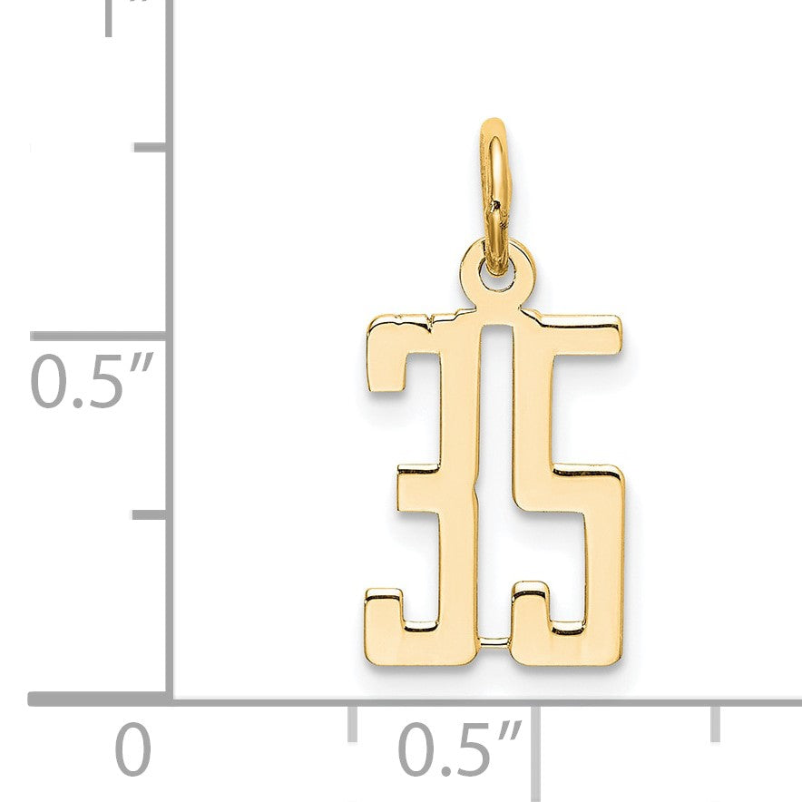 14k Small Elongated Number 35 Charm