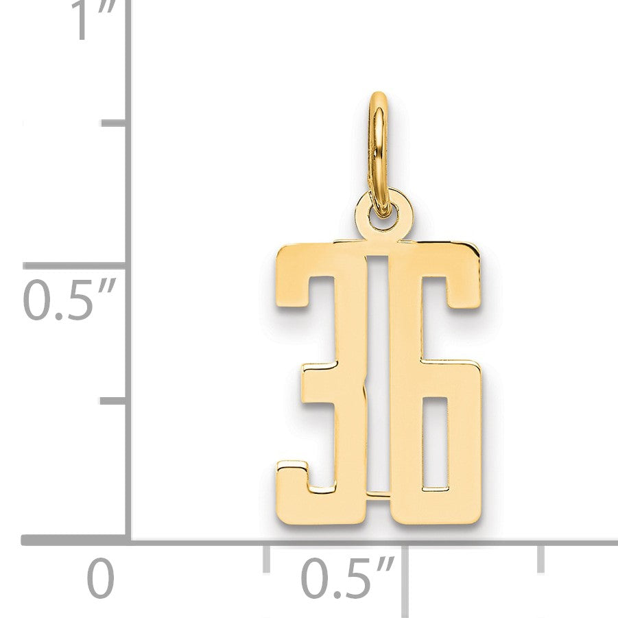 14k Small Elongated Number 36 Charm