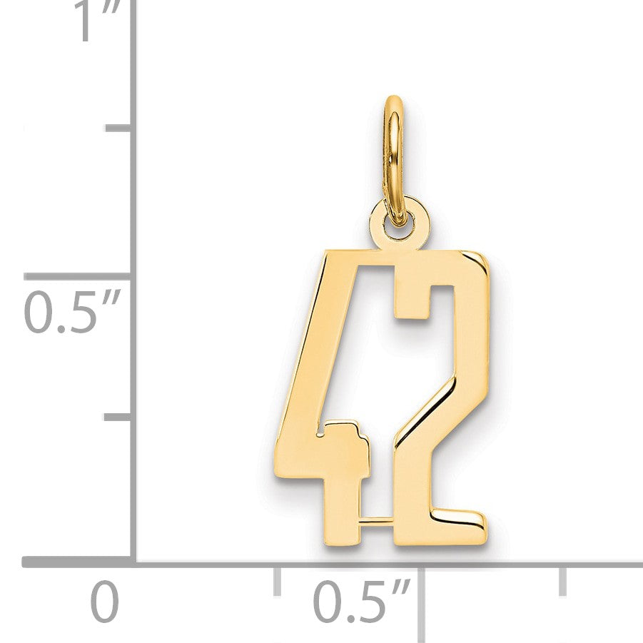 14k Small Elongated Number 42 Charm