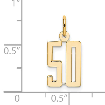 14k Small Elongated Number 50 Charm