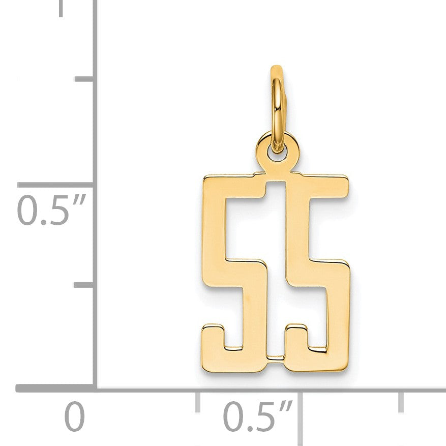 14k Small Elongated Number 55 Charm