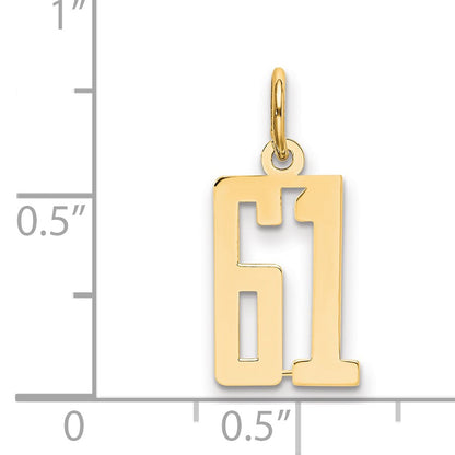 14k Small Elongated Number 61 Charm