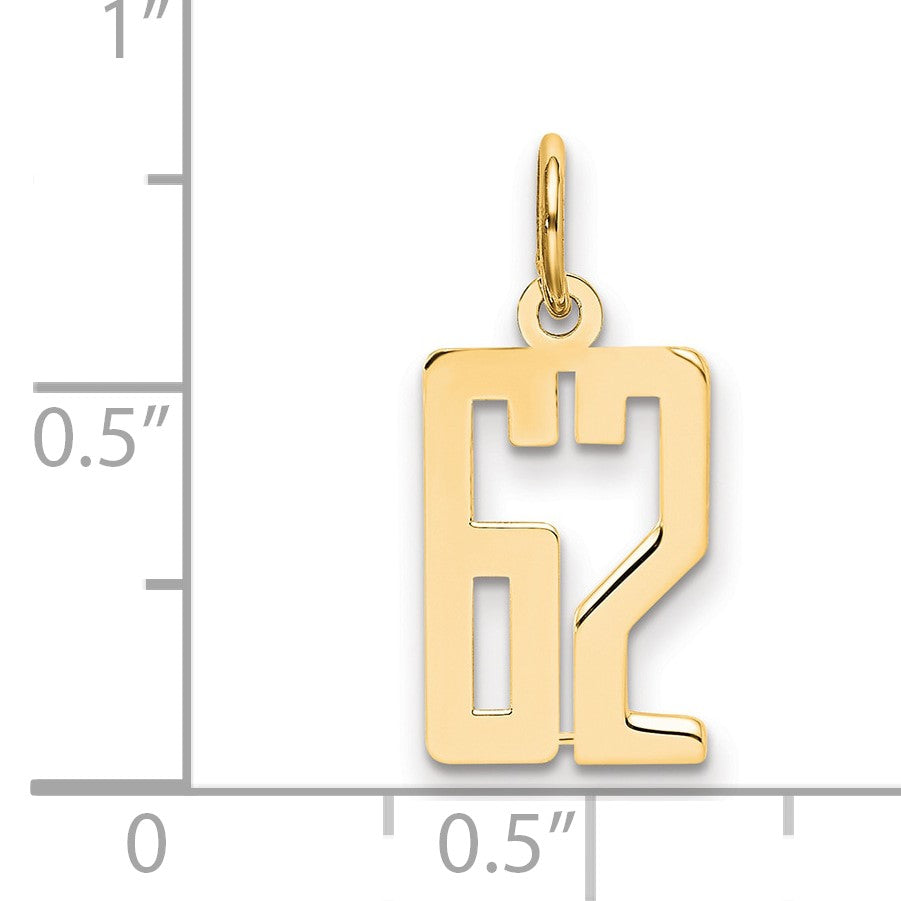 14k Small Elongated Number 62 Charm