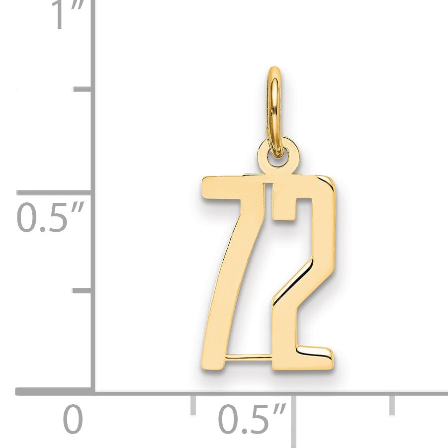 14k Small Elongated Number 72 Charm