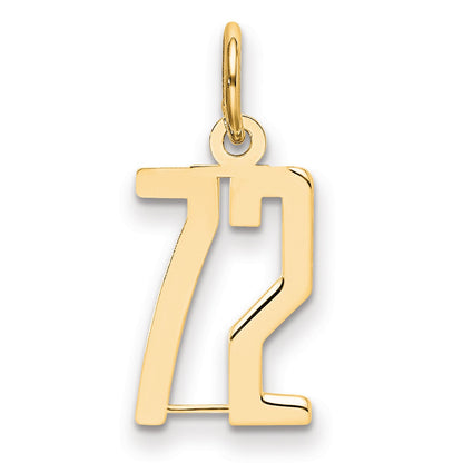 14k Small Elongated Number 72 Charm