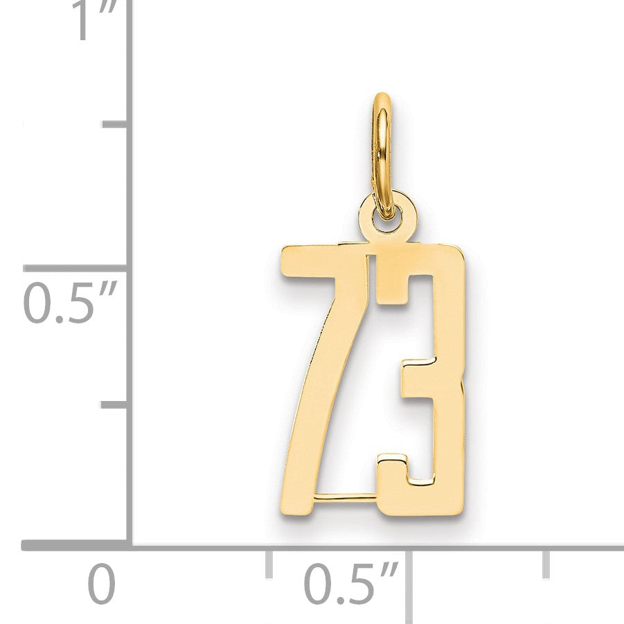 14k Small Elongated Number 73 Charm
