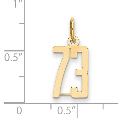 14k Small Elongated Number 73 Charm