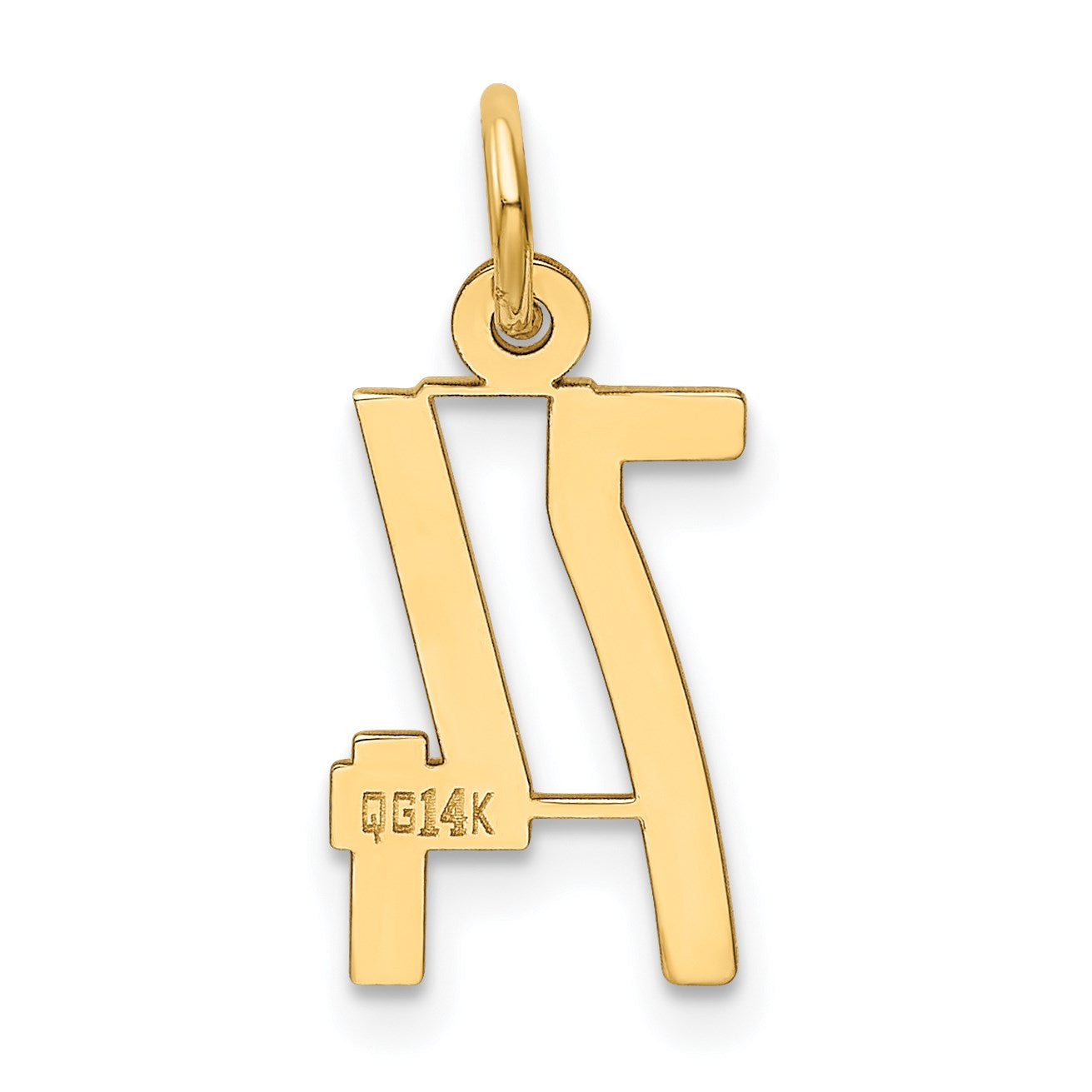 14k Small Elongated Number 74 Charm