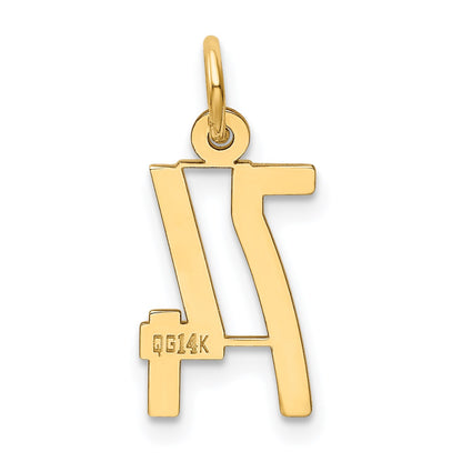 14k Small Elongated Number 74 Charm