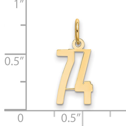 14k Small Elongated Number 74 Charm
