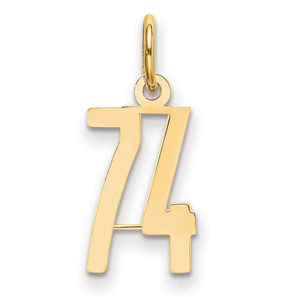 14k Small Elongated Number 74 Charm