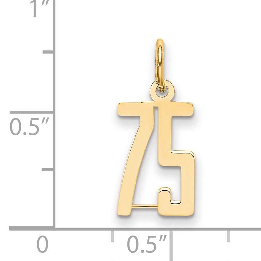 14k Small Elongated Number 75 Charm