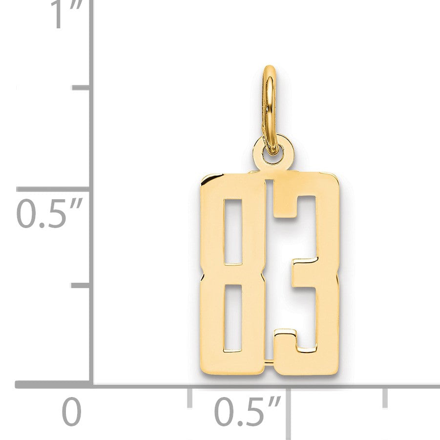 14k Small Elongated Number 83 Charm