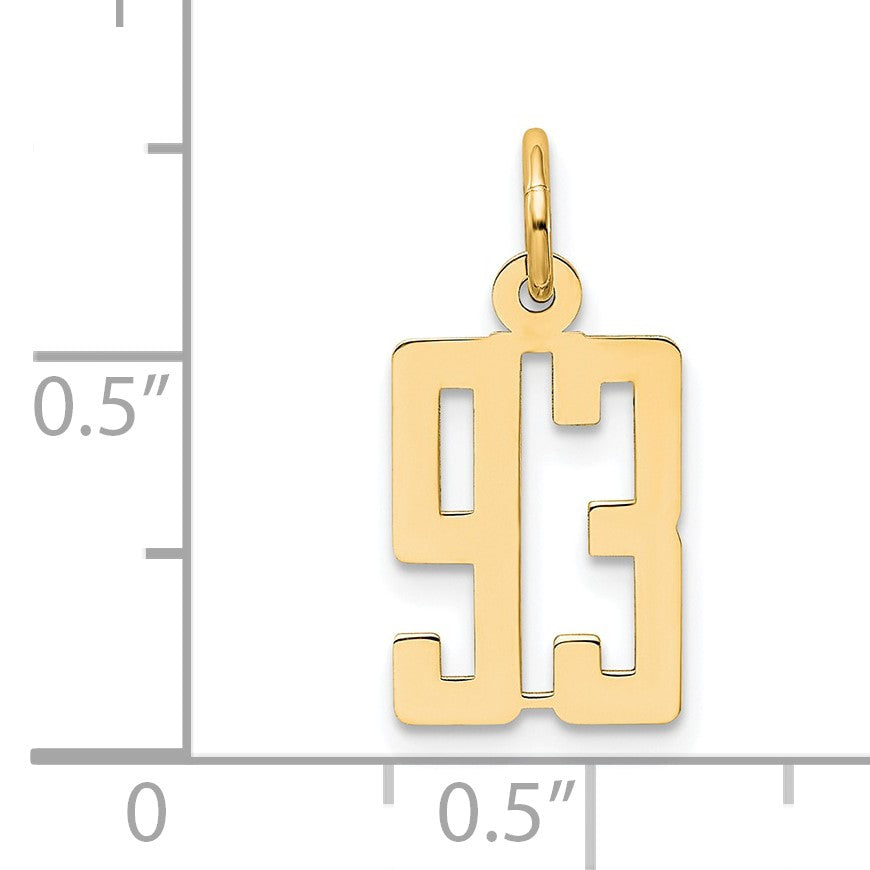14k Small Elongated Number 93 Charm