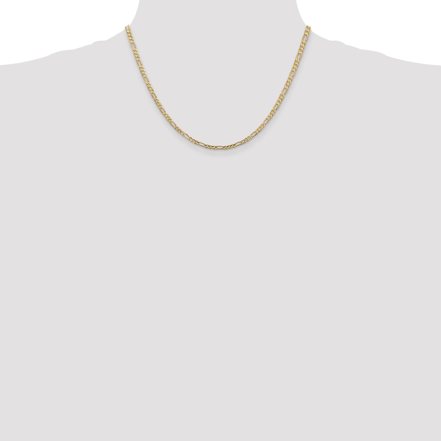 14K 18 inch 3mm Concave Open Figaro with Lobster Clasp Chain