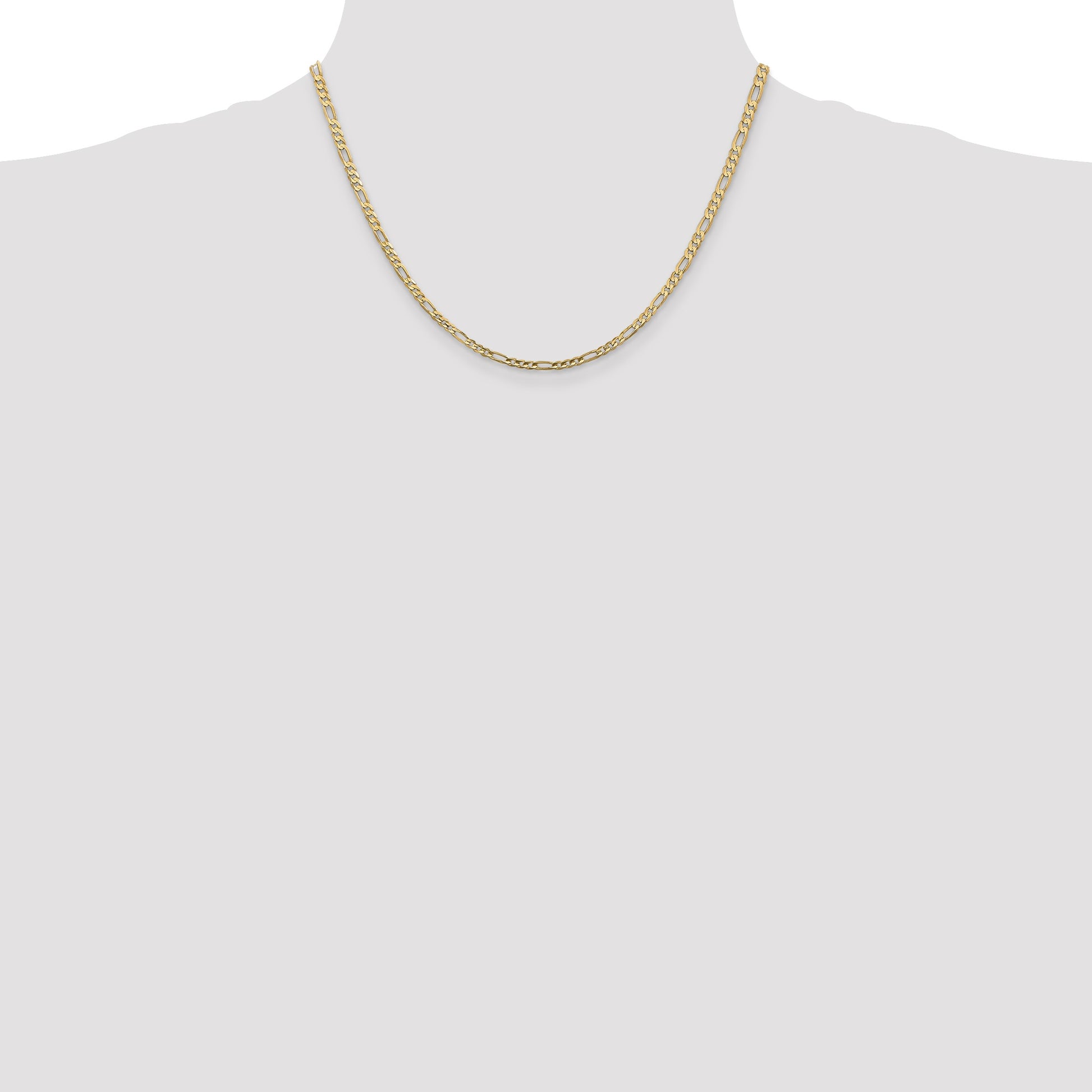 14K 18 inch 3mm Concave Open Figaro with Lobster Clasp Chain
