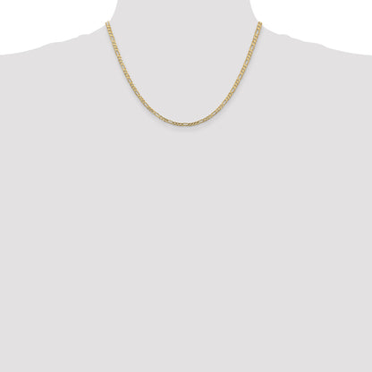14K 18 inch 3mm Concave Open Figaro with Lobster Clasp Chain