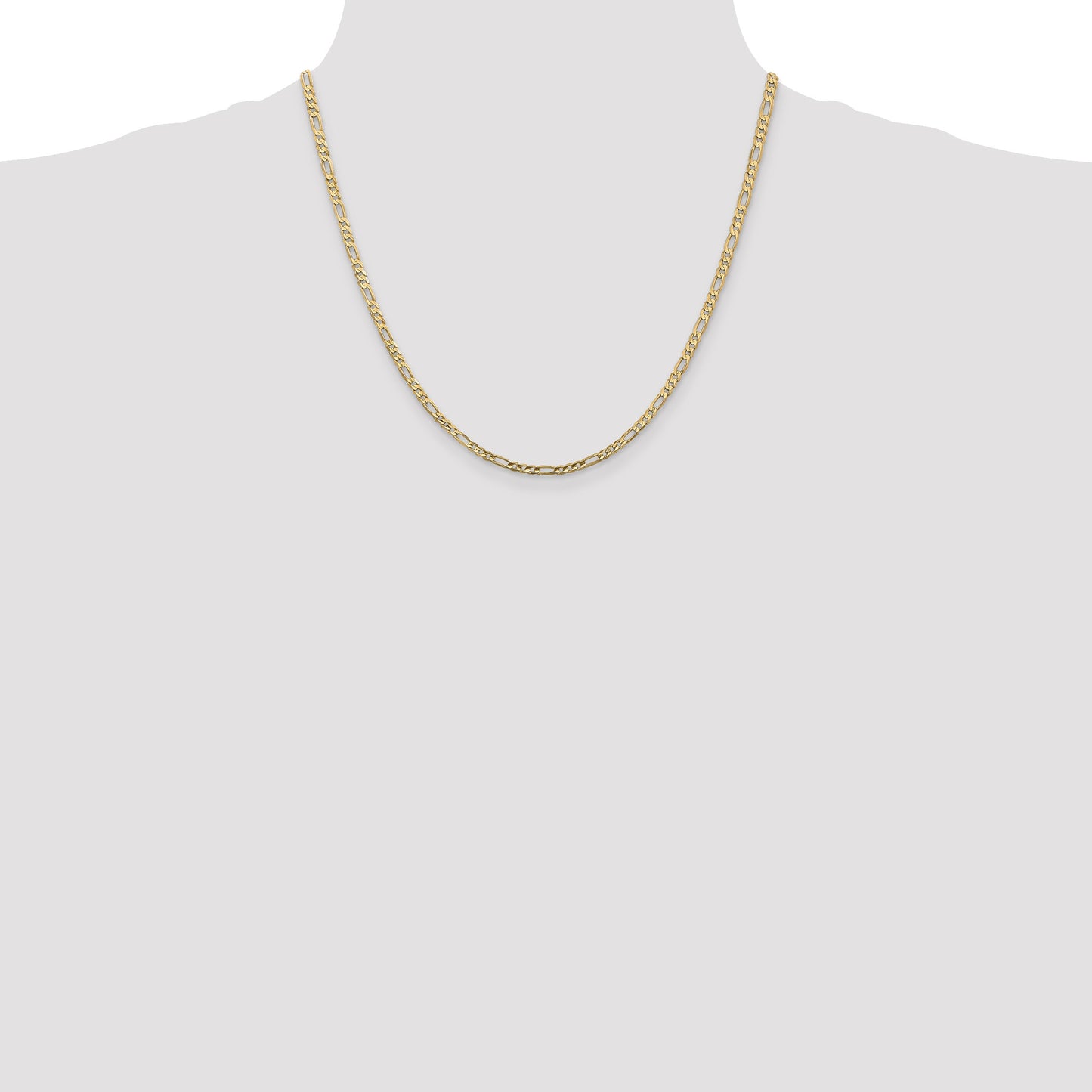 14K 20 inch 3mm Concave Open Figaro with Lobster Clasp Chain
