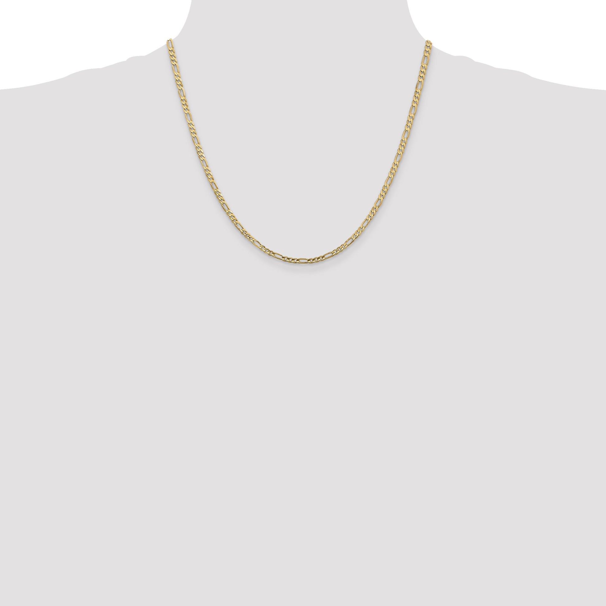14K 20 inch 3mm Concave Open Figaro with Lobster Clasp Chain