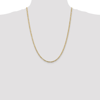 14K 24 inch 3mm Concave Open Figaro with Lobster Clasp Chain