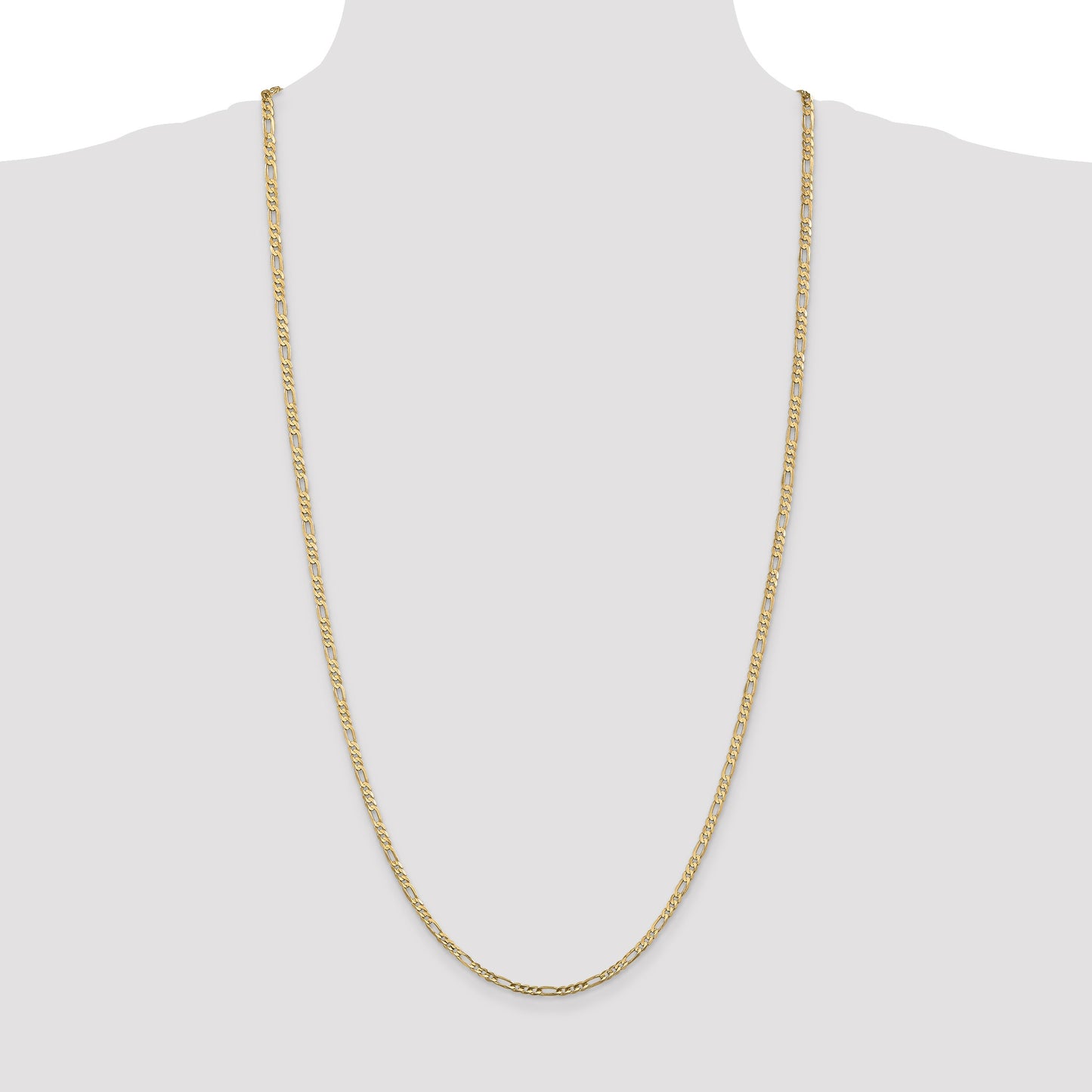 14K 30 inch 3mm Concave Open Figaro with Lobster Clasp Chain