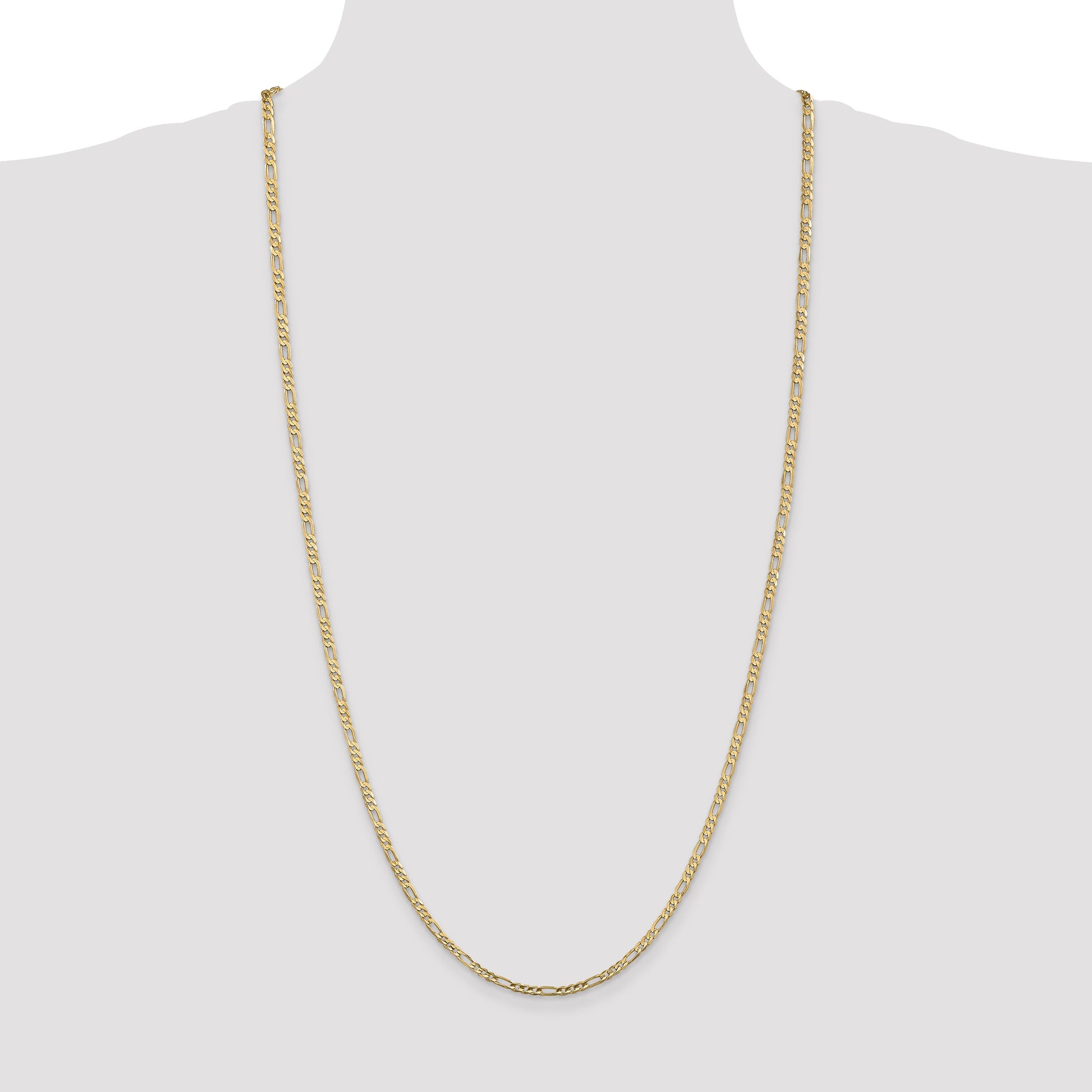 14K 30 inch 3mm Concave Open Figaro with Lobster Clasp Chain