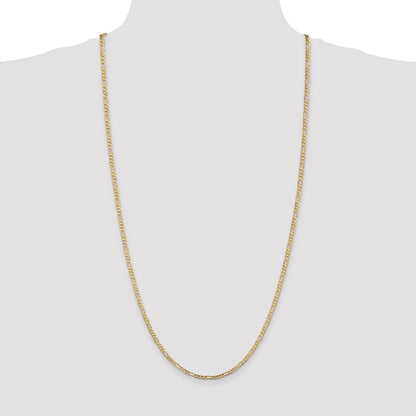 14K 30 inch 3mm Concave Open Figaro with Lobster Clasp Chain
