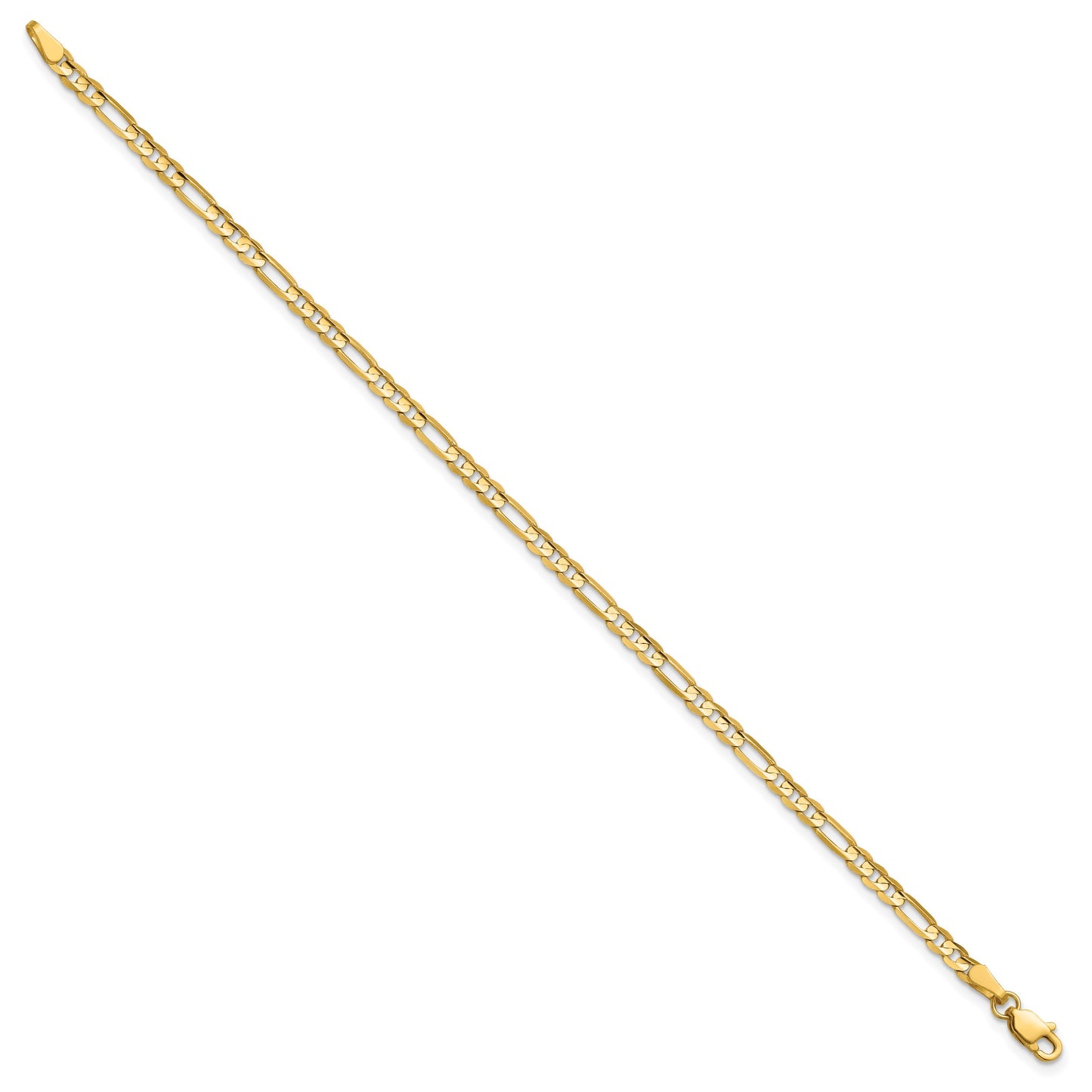 14K 7 inch 3mm Concave Open Figaro with Lobster Clasp Bracelet