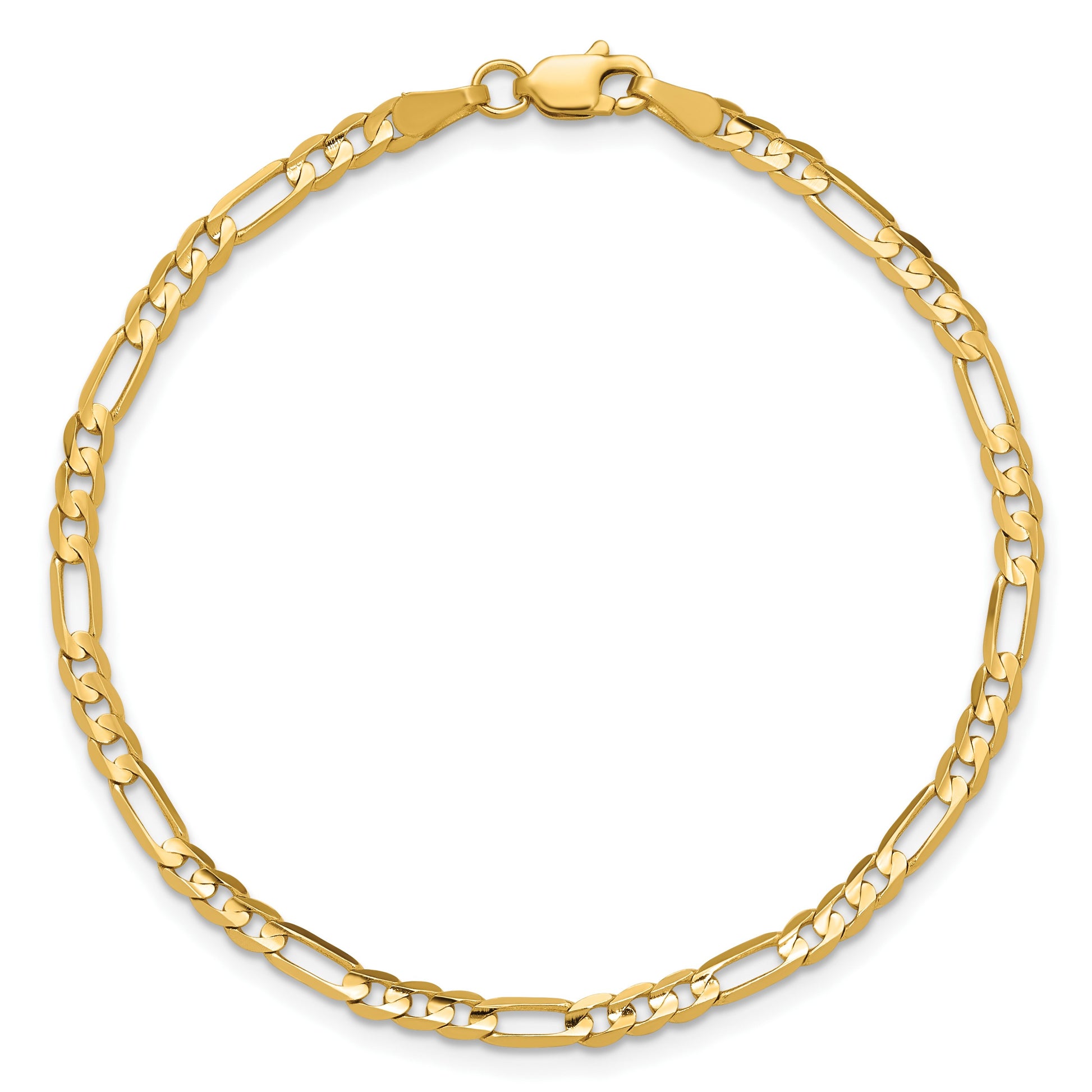 14K 7 inch 3mm Concave Open Figaro with Lobster Clasp Bracelet