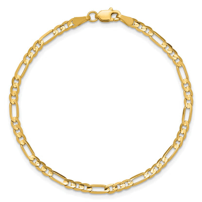 14K 7 inch 3mm Concave Open Figaro with Lobster Clasp Bracelet
