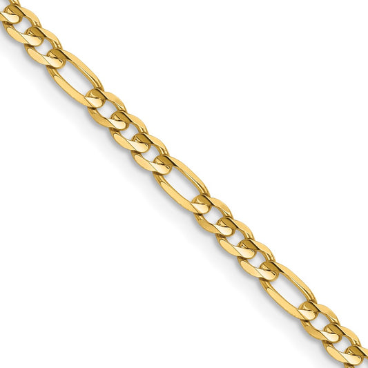 14K 18 inch 3mm Concave Open Figaro with Lobster Clasp Chain