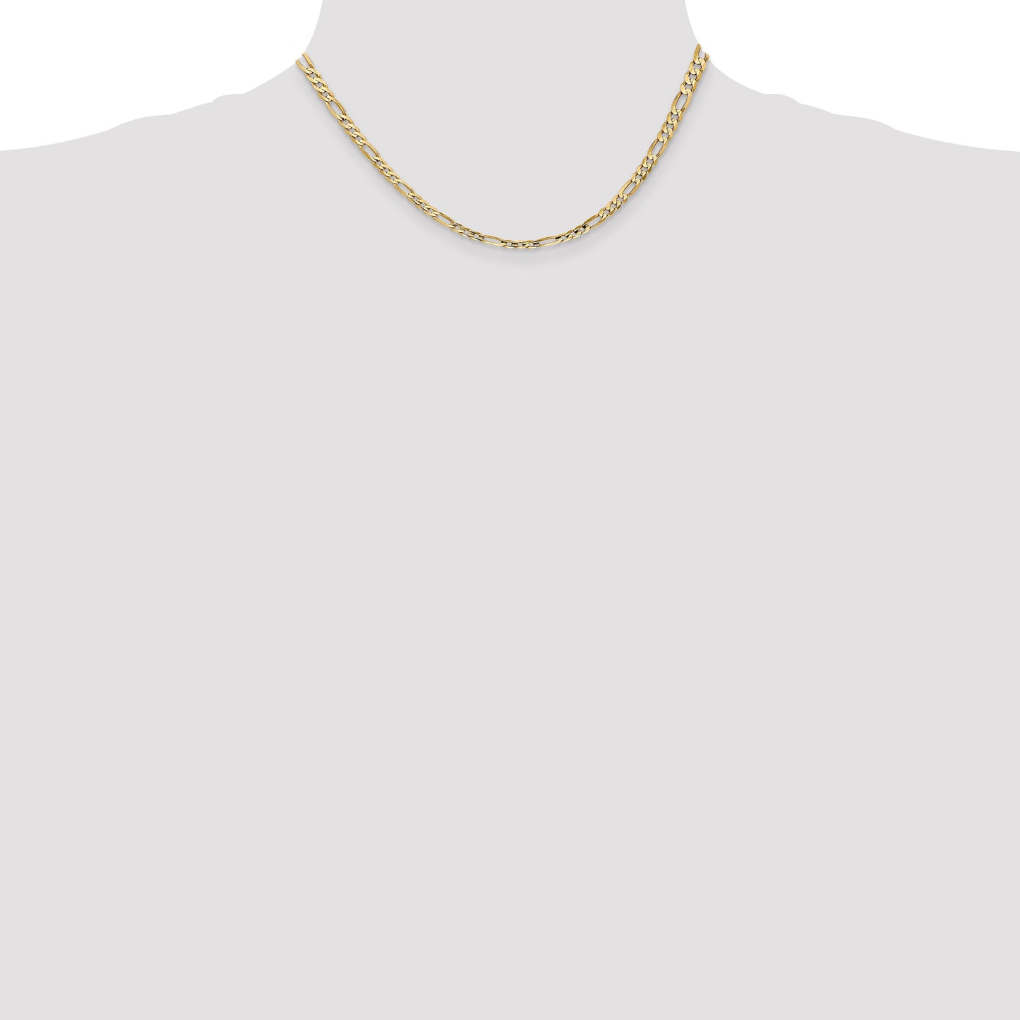 14K 16 inch 4mm Concave Open Figaro with Lobster Clasp Chain