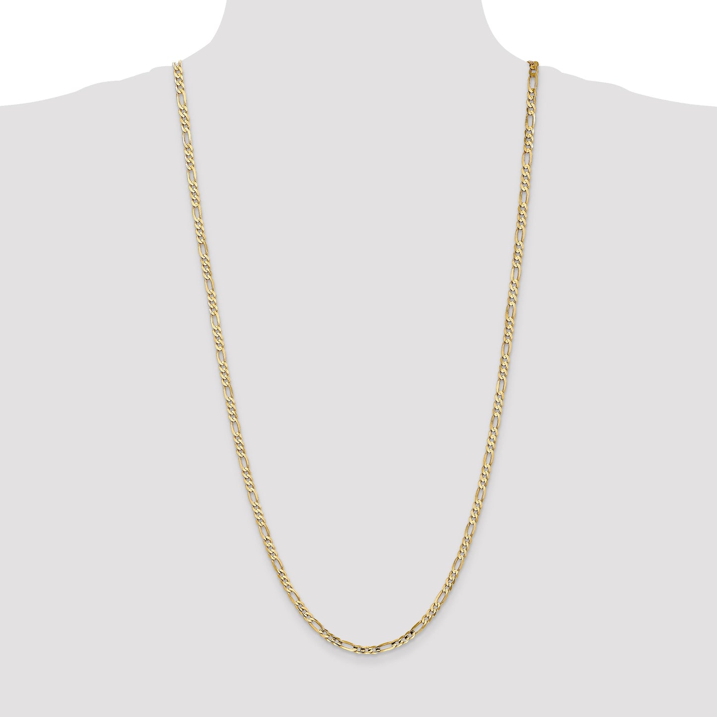 14K 30 inch 4mm Concave Open Figaro with Lobster Clasp Chain