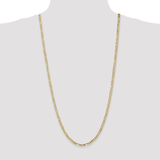 14K 30 inch 4mm Concave Open Figaro with Lobster Clasp Chain