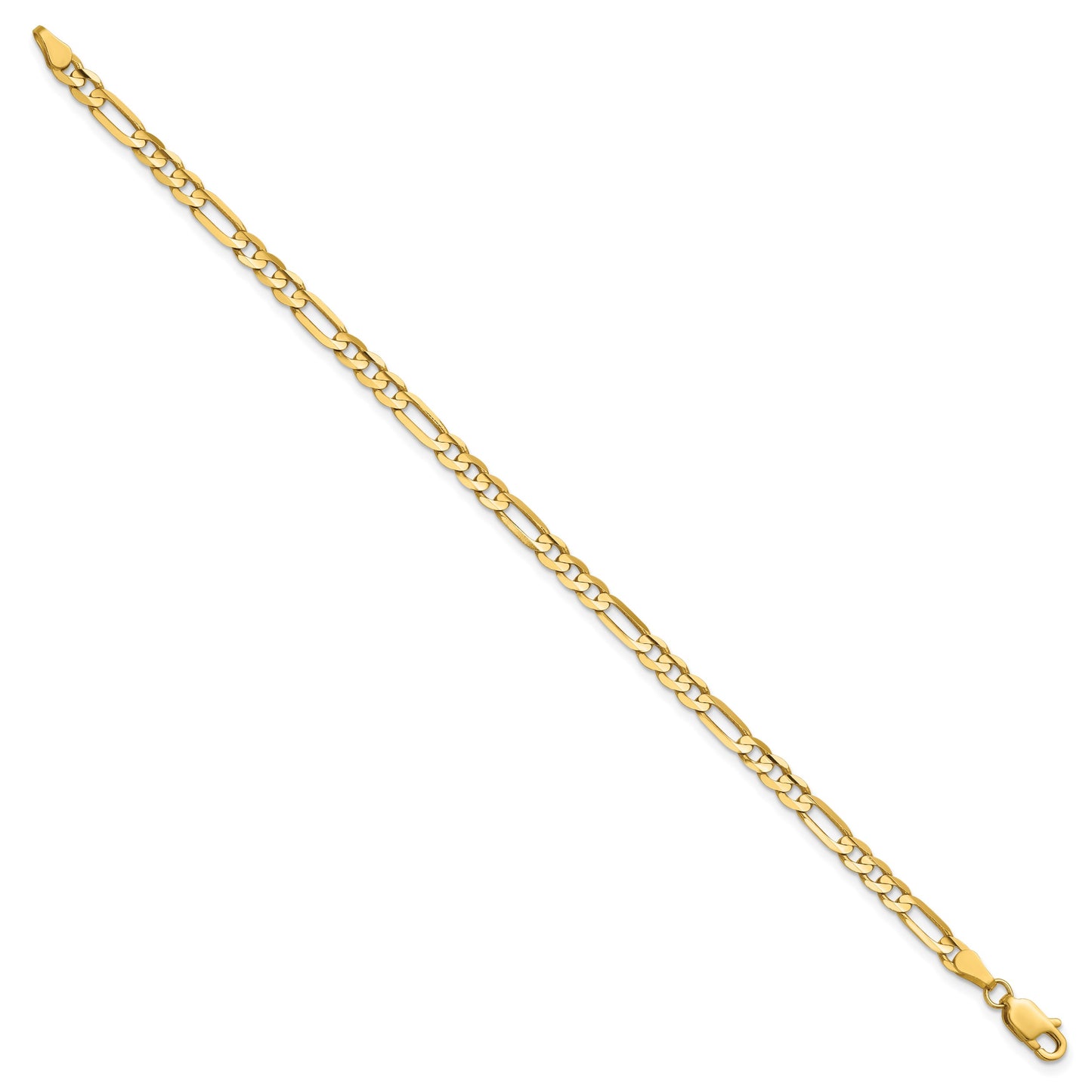 14K 7 inch 4mm Concave Open Figaro with Lobster Clasp Bracelet