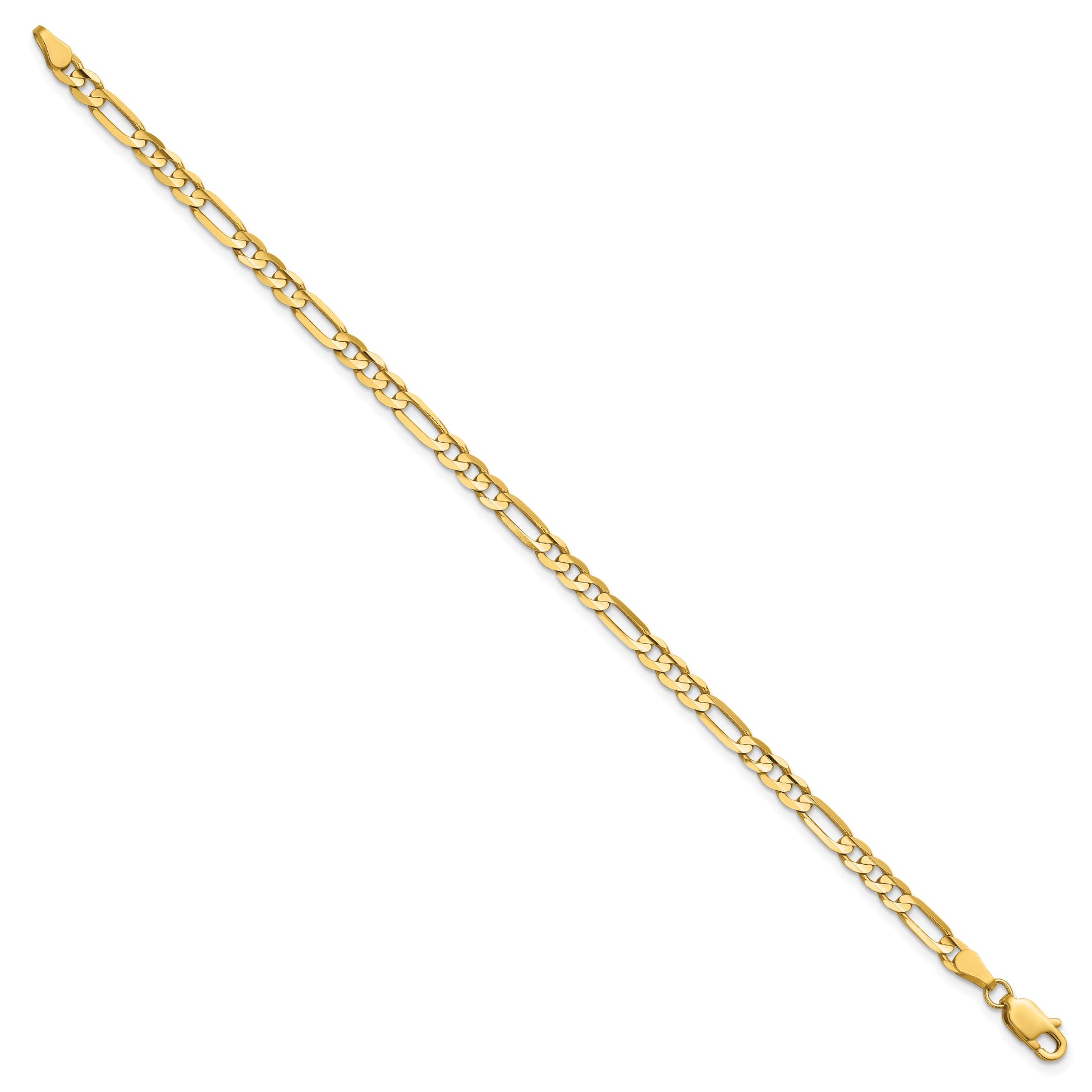 14K 7 inch 4mm Concave Open Figaro with Lobster Clasp Bracelet