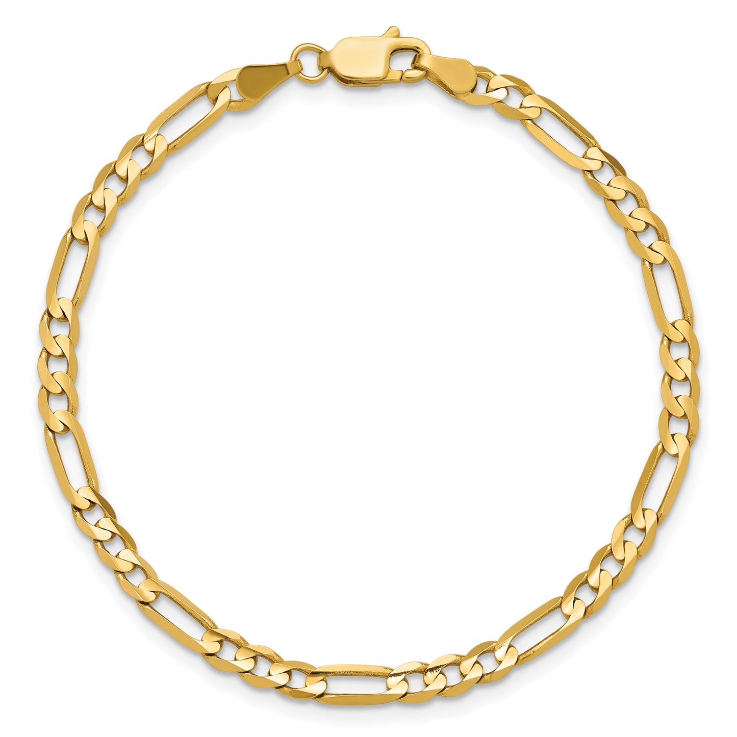14K 8 inch 4mm Concave Open Figaro with Lobster Clasp Bracelet